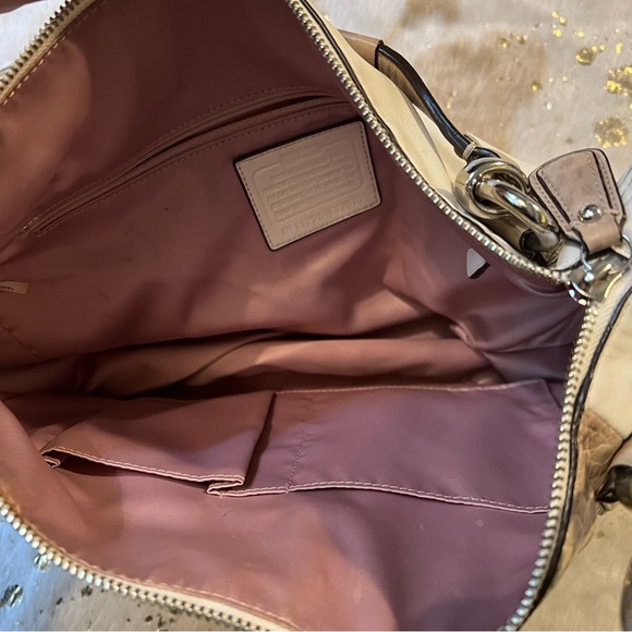 Coach Kristin Satchel Leather White & Tan Croc Embossed Crossbody Bag - Picture 10 of 14